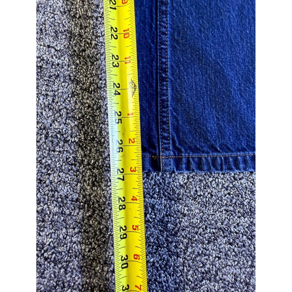 Dickies Bootcut Jeans Womens 14x28 Blue Denim Logo Cotton Relaxed Fit Dark Wash - Picture 13 of 15